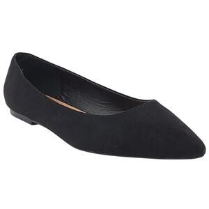 Asos Women Pointed Toe Ballet Flats Size US 6 Black Faux Suede